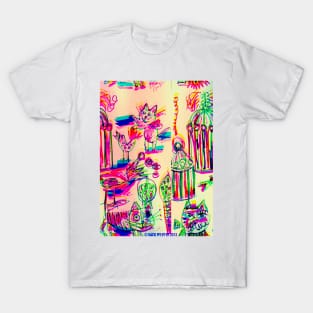 Pop Art Birds Cats T-Shirt